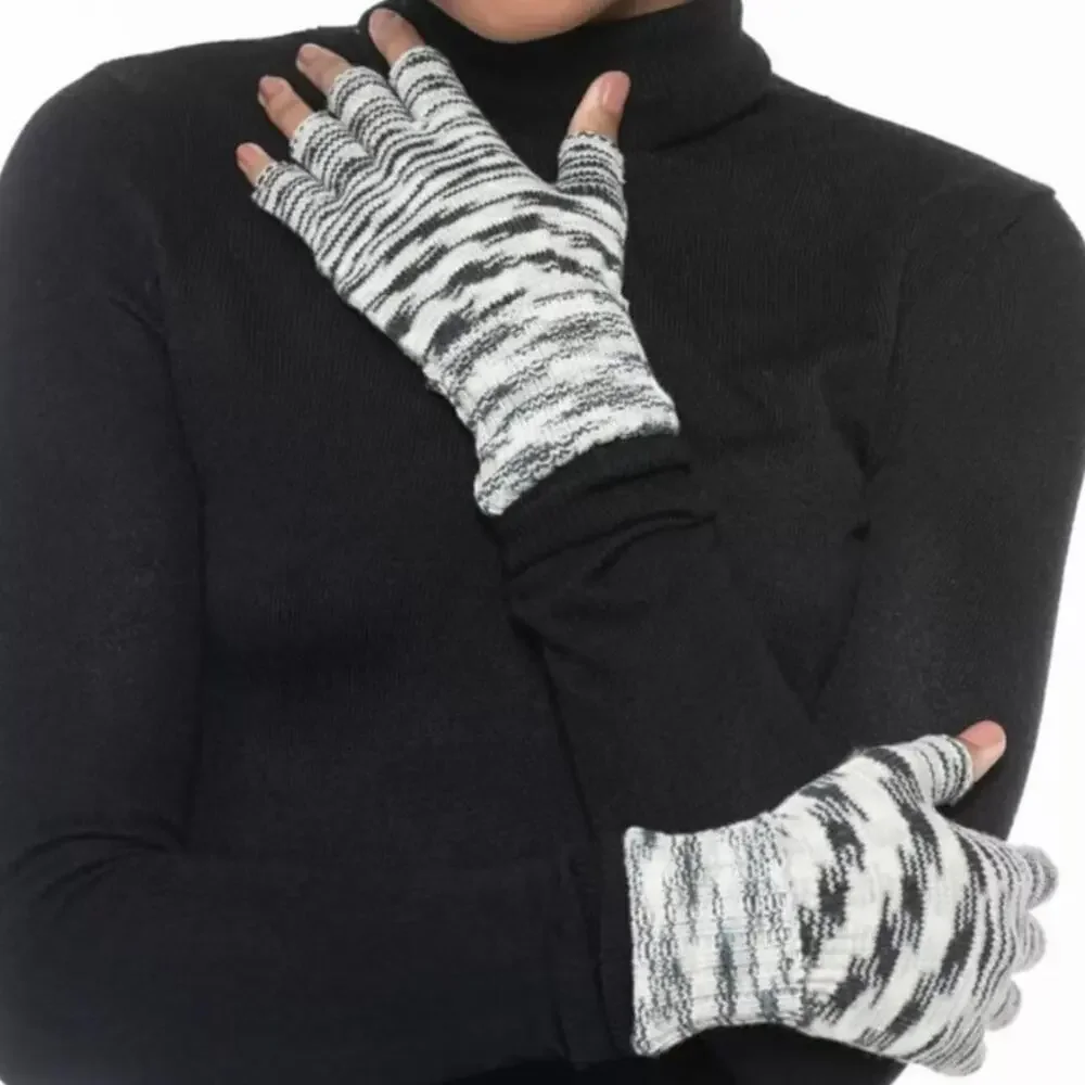 Style & Co Black Marled Space-Dyed Fingerless Gloves NWT